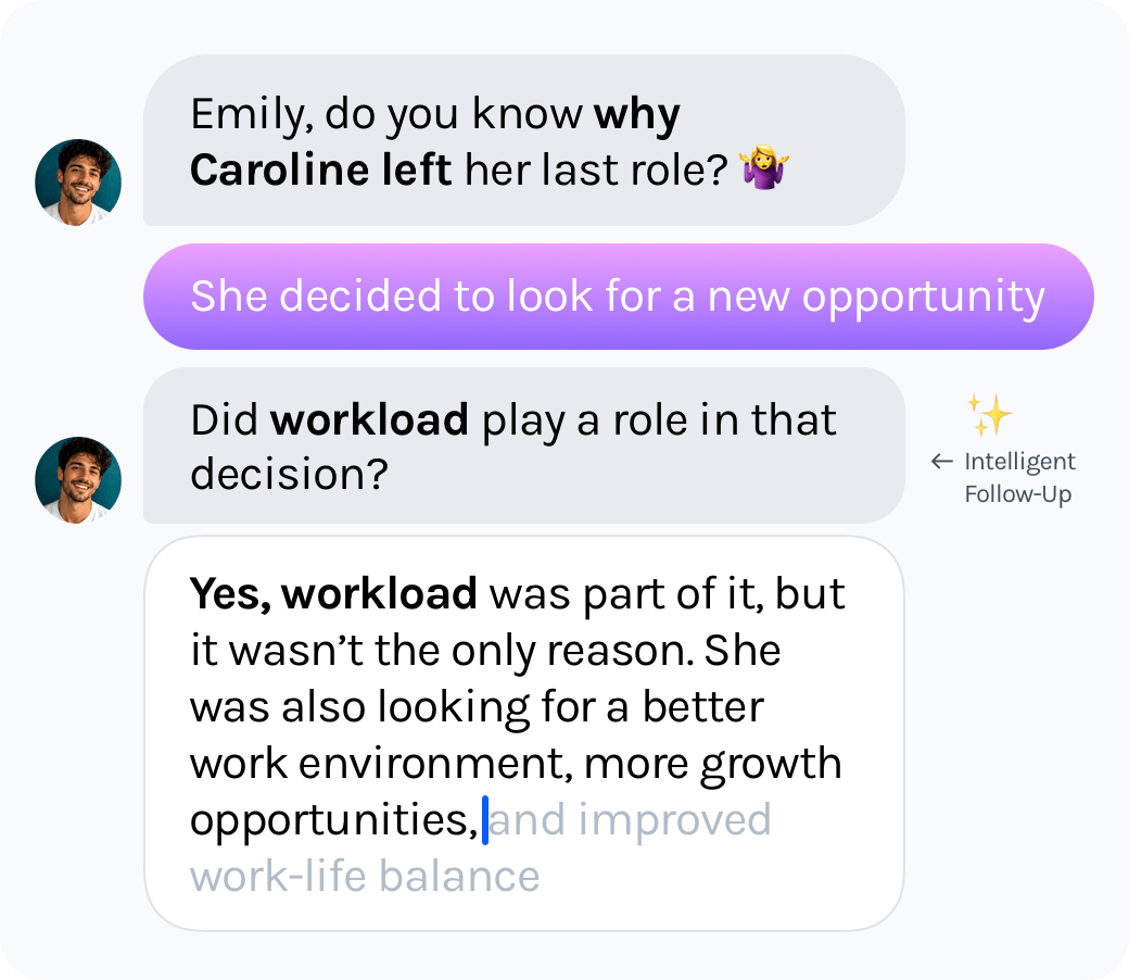 Reference check in a chat format