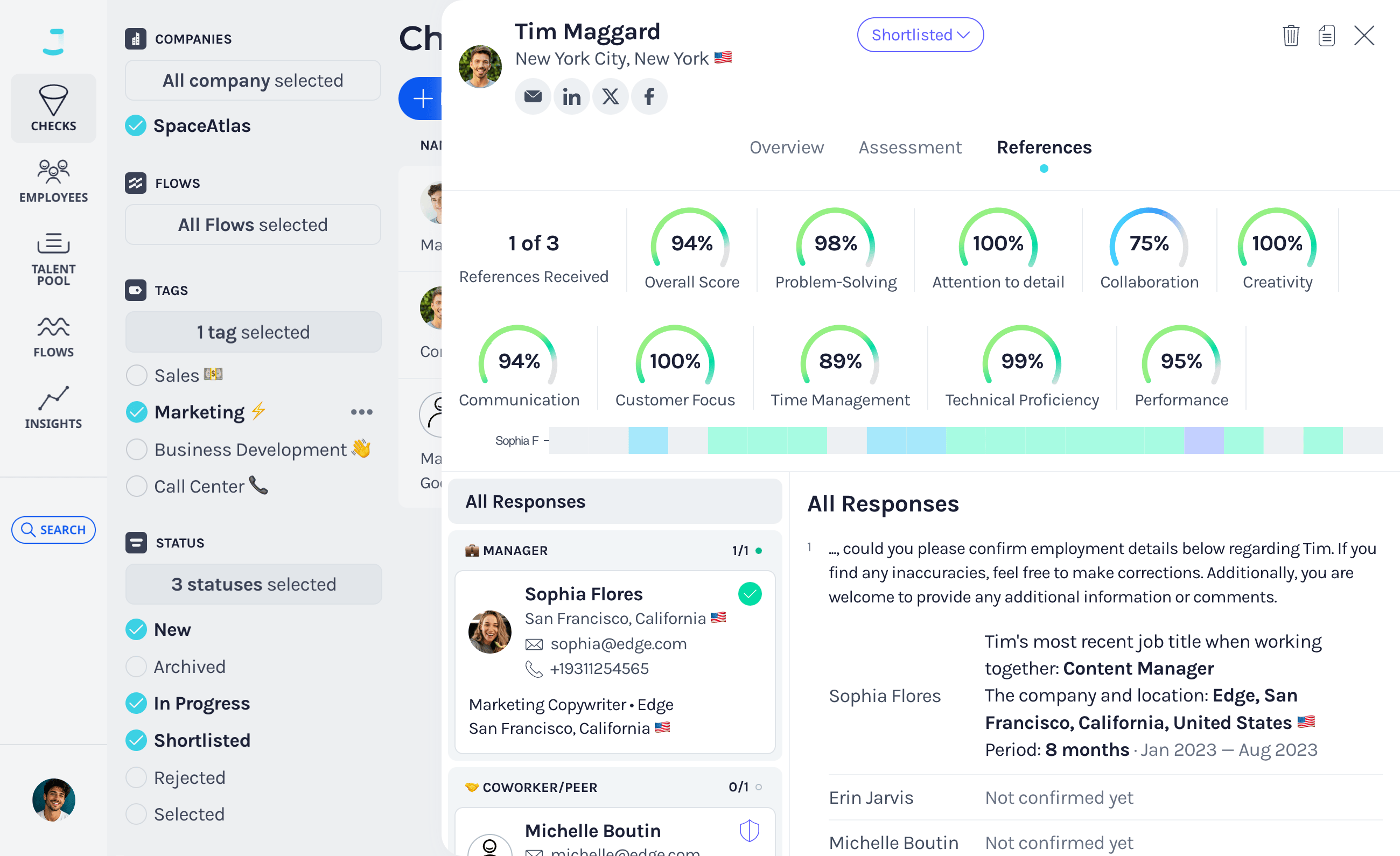 Online reference checking platform
